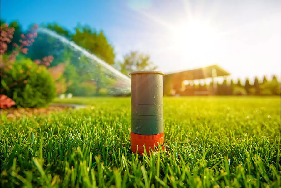lawn sprinkler system in action