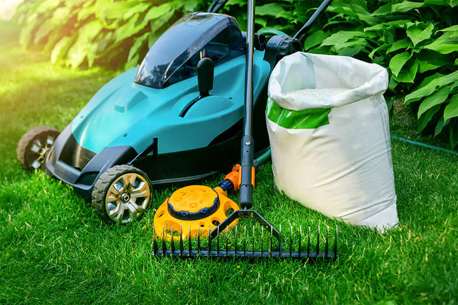 Lots of equipment over the lawn for giving lawn care solutions