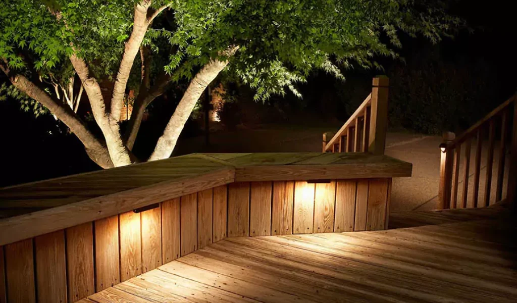 deck with under seating lights